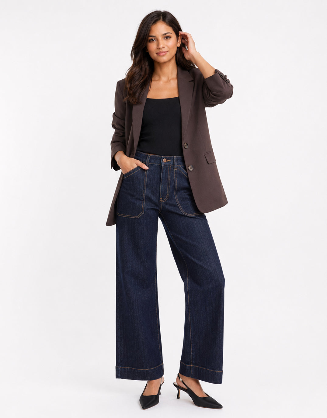 Among The Brave Diploma Two Button Vent Sleeve Blazer (Dark Chocolate)