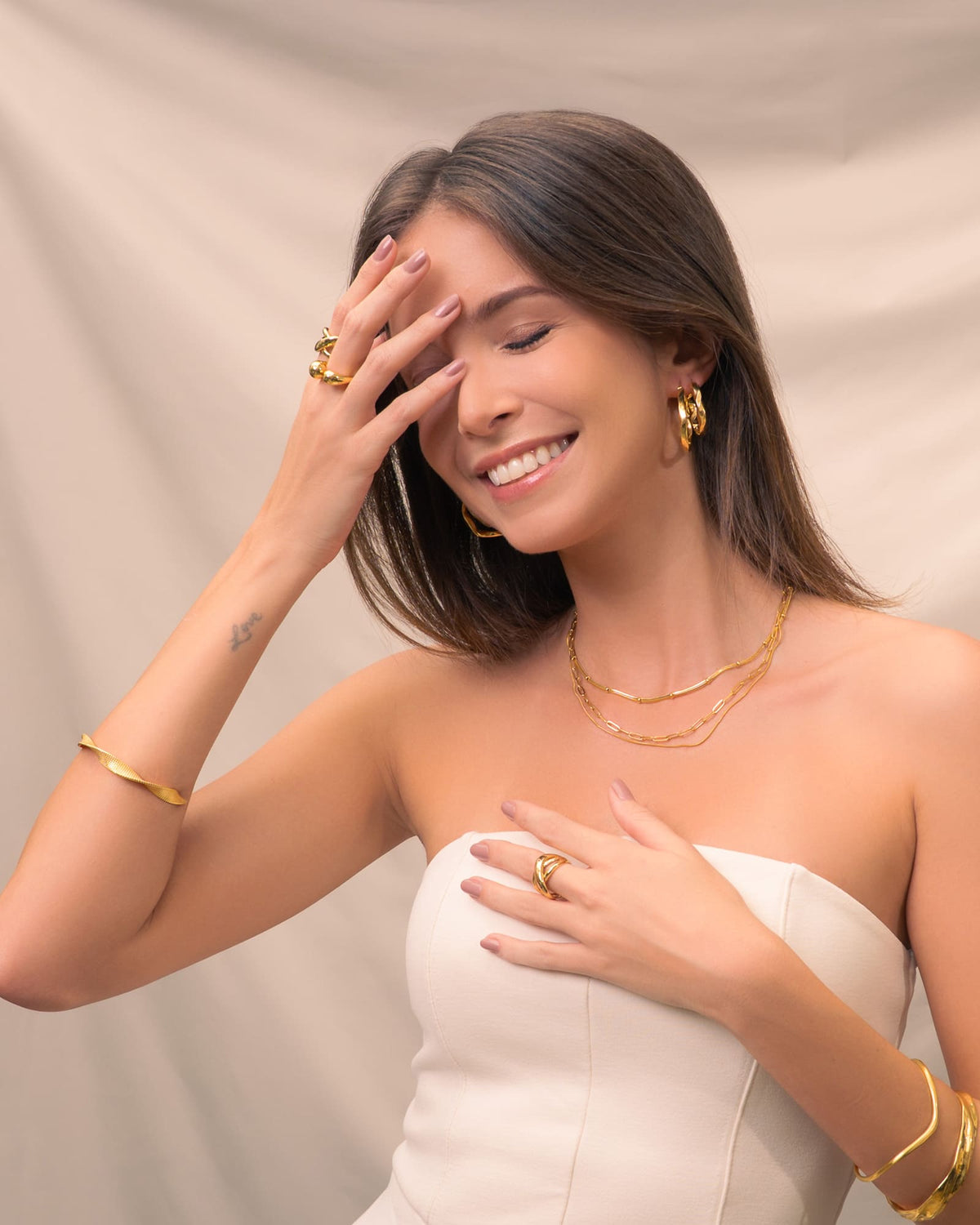 LAVANA Disco Mesh Gold Cuff Bracelet