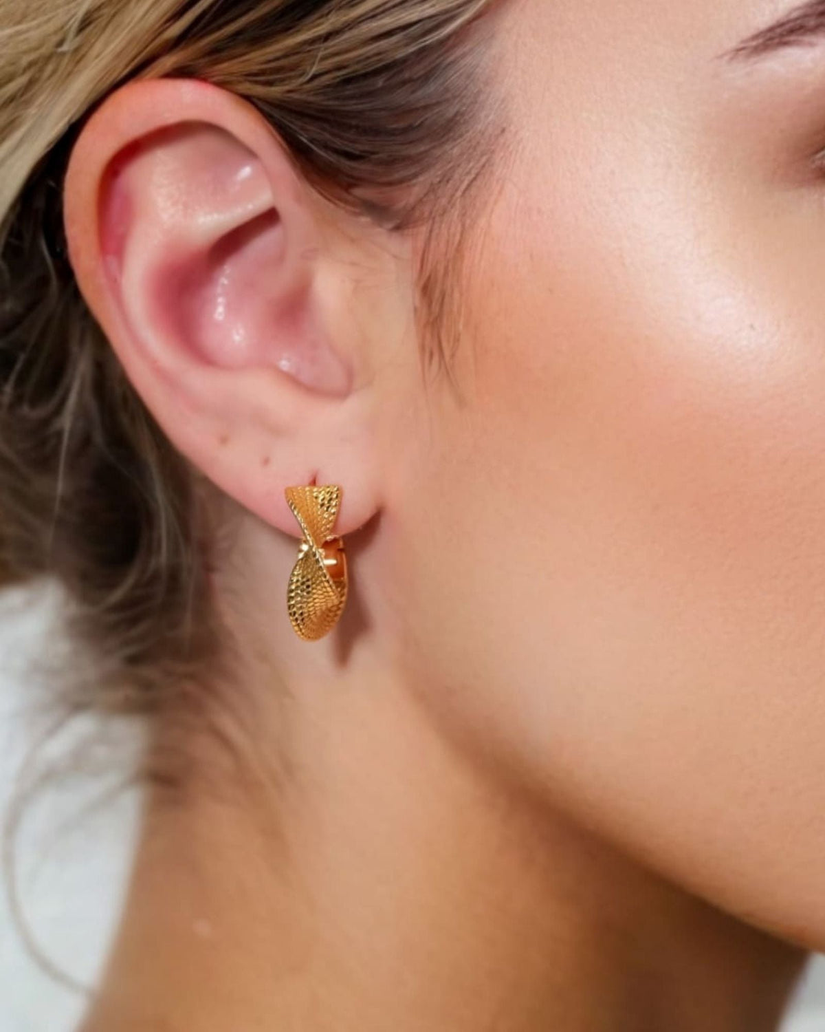 LAVANA Disco Mesh Gold Hoop Earrings