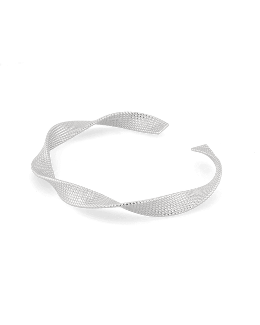 Image of Bracelets. Product name - Disco Mesh Silver Cuff Bracelet in colour by brand - LAVANA