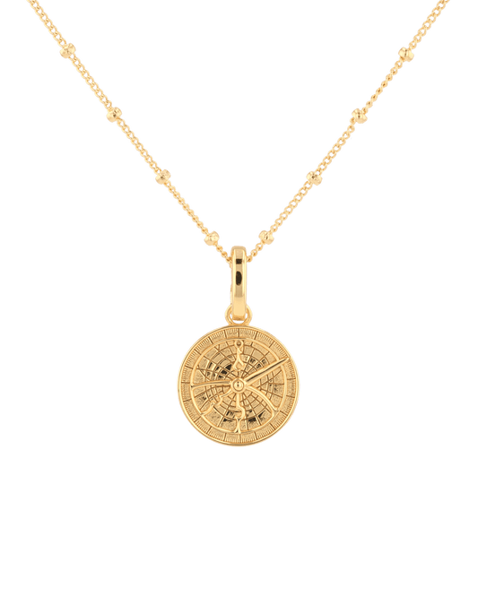 Image of Charms. Product name - Discovery Compass Gold Pendant in colour by brand - LAVANA