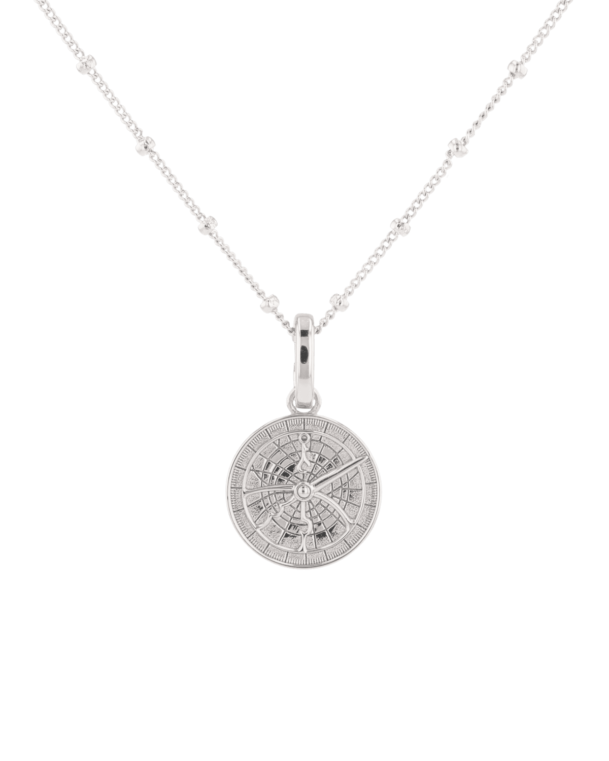Image of Charms. Product name - Discovery Compass Silver Pendant in colour by brand - LAVANA