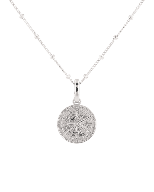 Image of Charms. Product name - Discovery Compass Silver Pendant in colour by brand - LAVANA