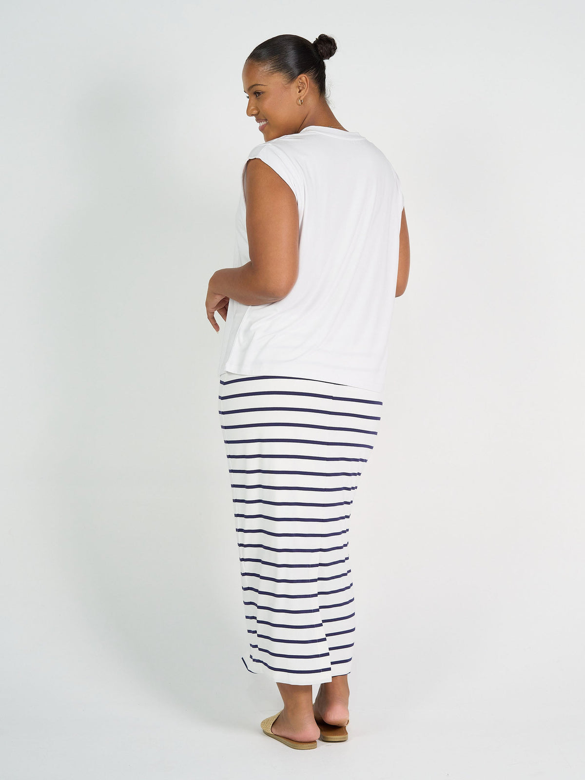 Lou Lou Donna Cap Sleeve Bamboo Tee (White)