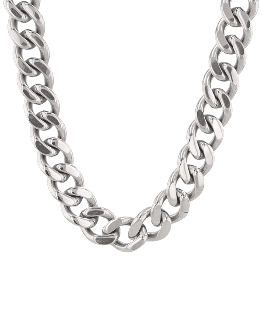 Image of Necklaces. Product name - Downtown Cuban Silver Chain Necklace in colour by brand - LAVANA
