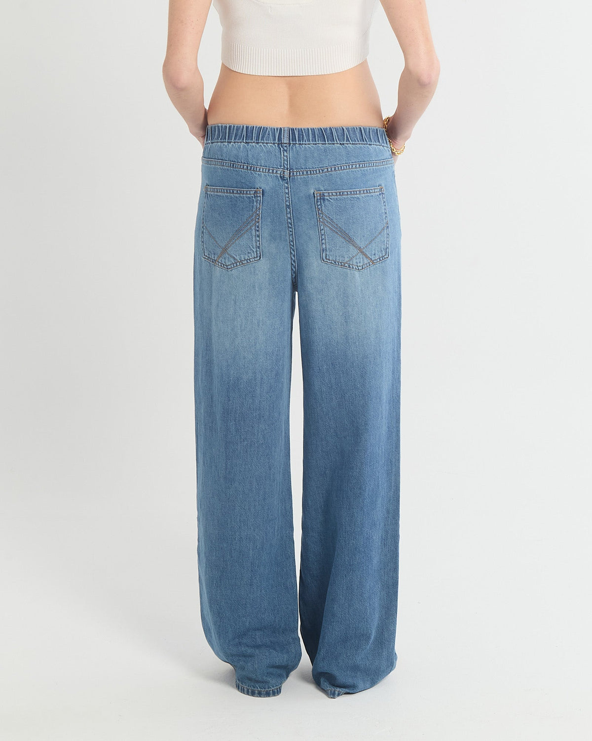 Soon Maternity Relaxed Wide Leg Drawstring Jeans (draped)