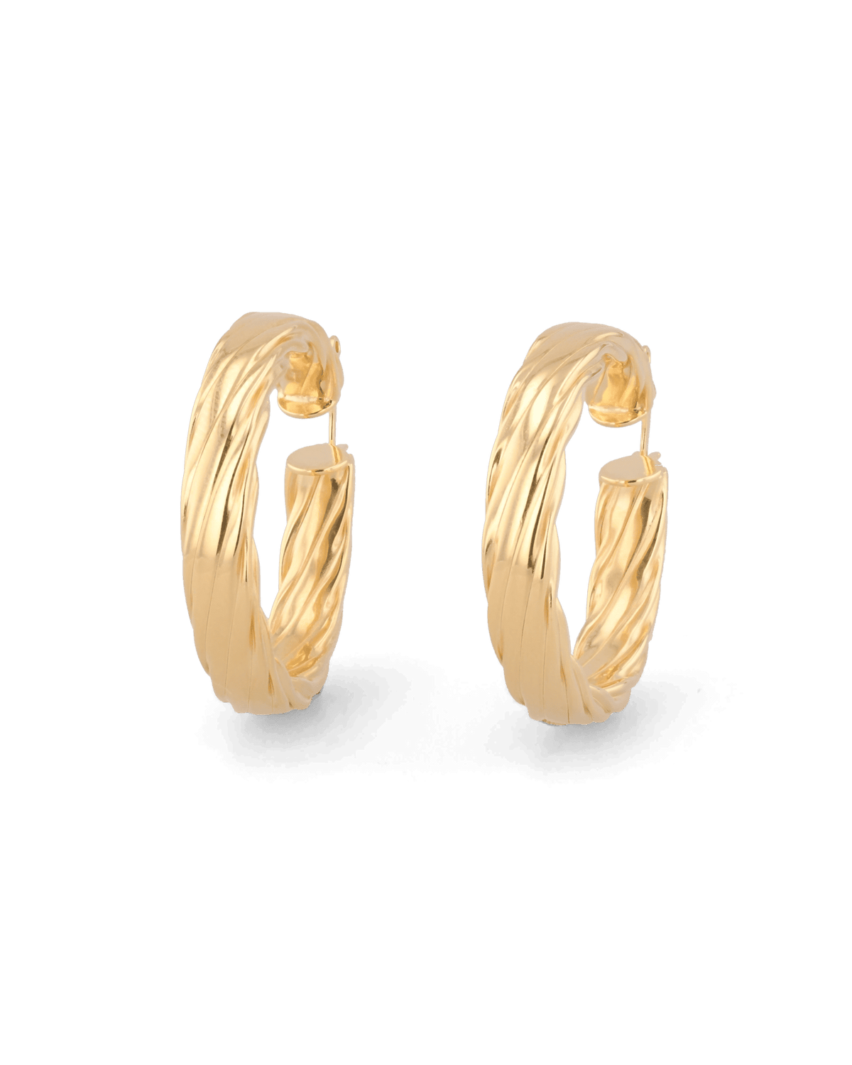 Image of Earrings. Product name - Drift Gold Hoop Earrings in colour by brand - LAVANA