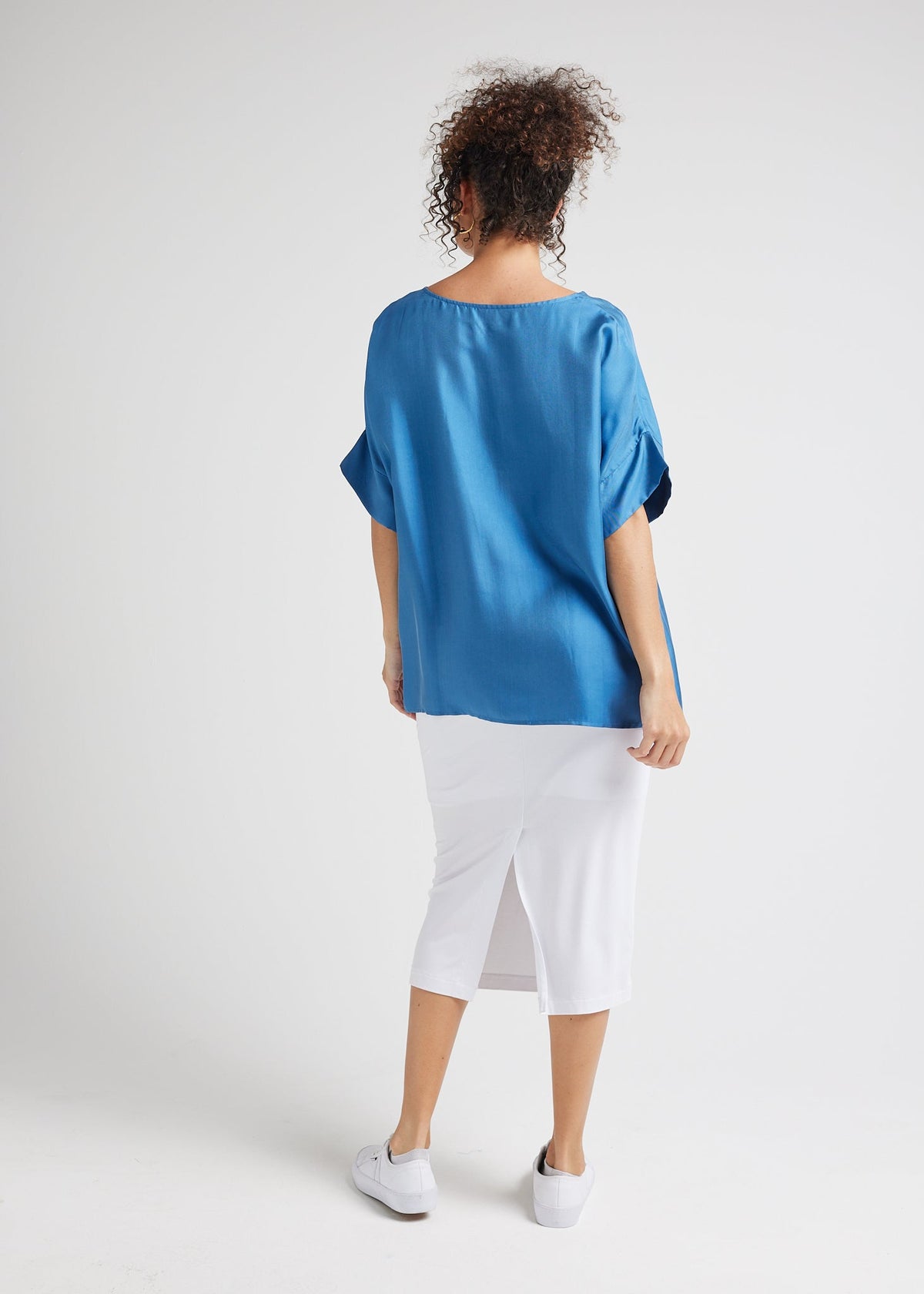 Lou Lou Dua Oversized Silk Top (Ocean Blue)