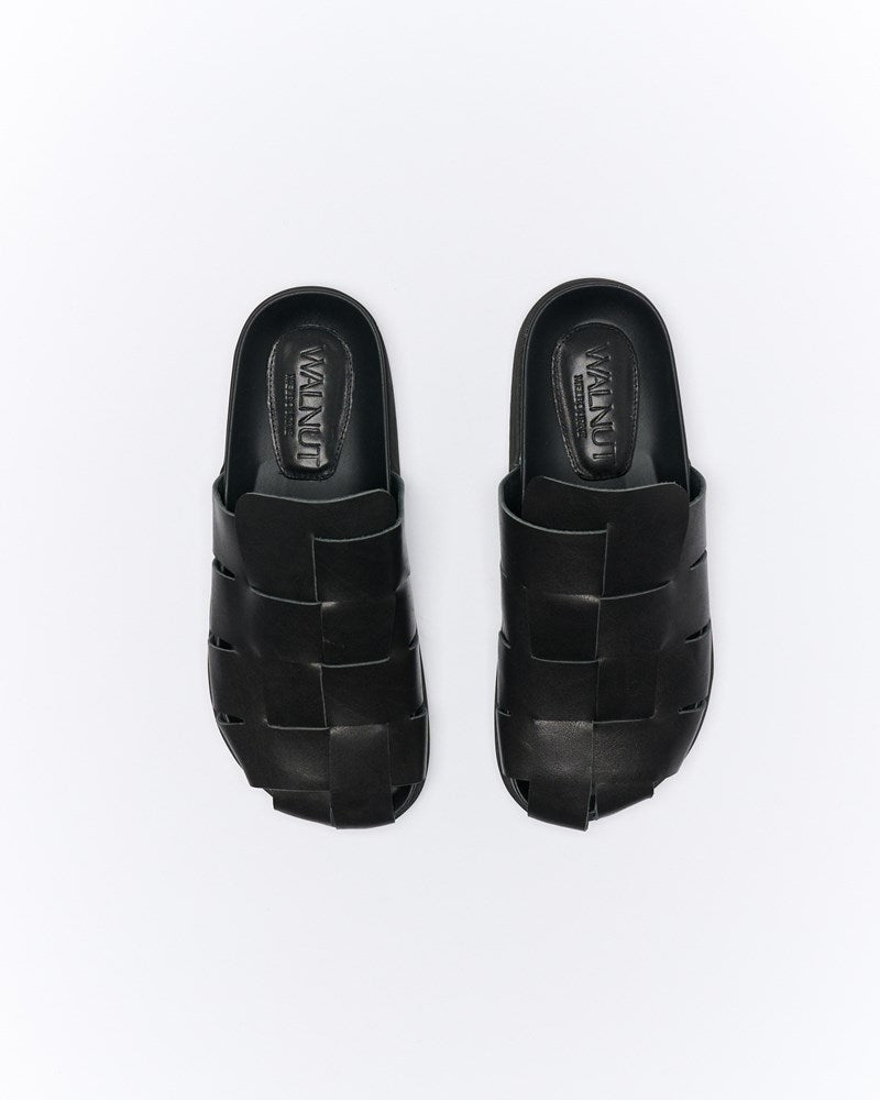Walnut Melbourne Dune Leather Mule (Black)