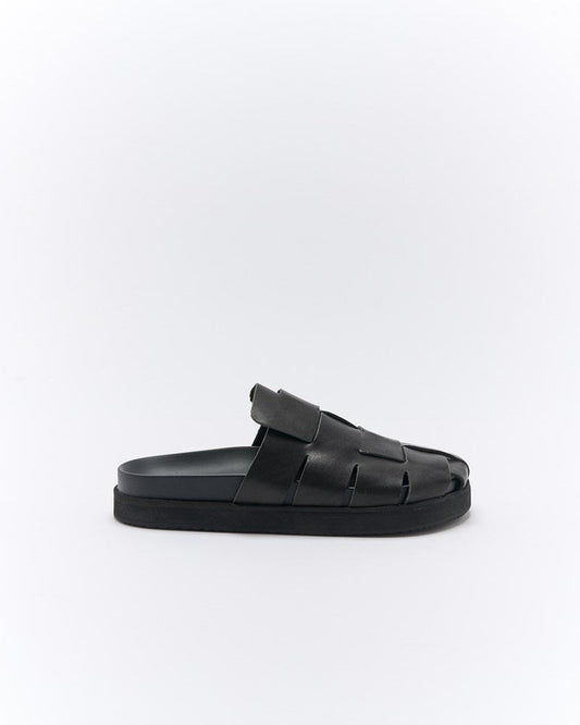 Image of Sandals. Productname: Walnut Melbourne Dune Leather Mule in Black colour by brand - Walnut Melbourne