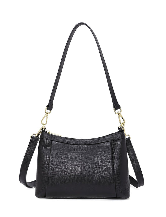 MARCIA LEATHER XBODY BAG- BLACK- E1-0830-BLK- SALE