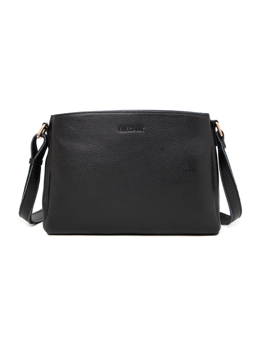 HUNTER TRIPLE COMPARTMENT LEATHER XBODY BAG- E1-0837-BLK