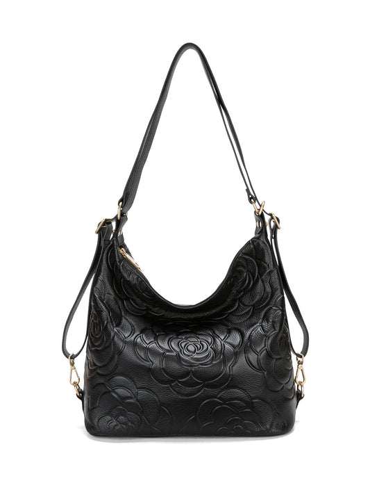 ROSANNA LEATHER CONVERTIBLE BACKPACK- E1-0839-BLK