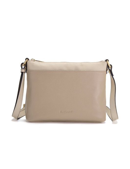 FRANCIS LEATHER XBODY BAG WITH RFID COMPARTMENT- E1-0840-PUTTY/IVORY- SALE