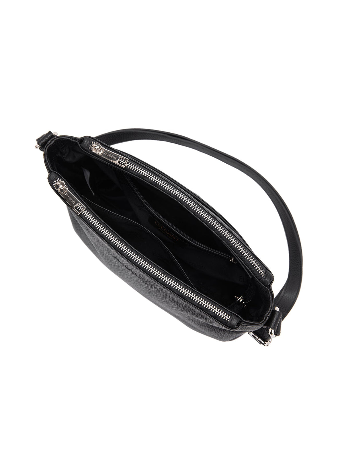 GABRIELLA TRIPLE COMPARTMENT LEATHER BAG- E1-0846-BLK