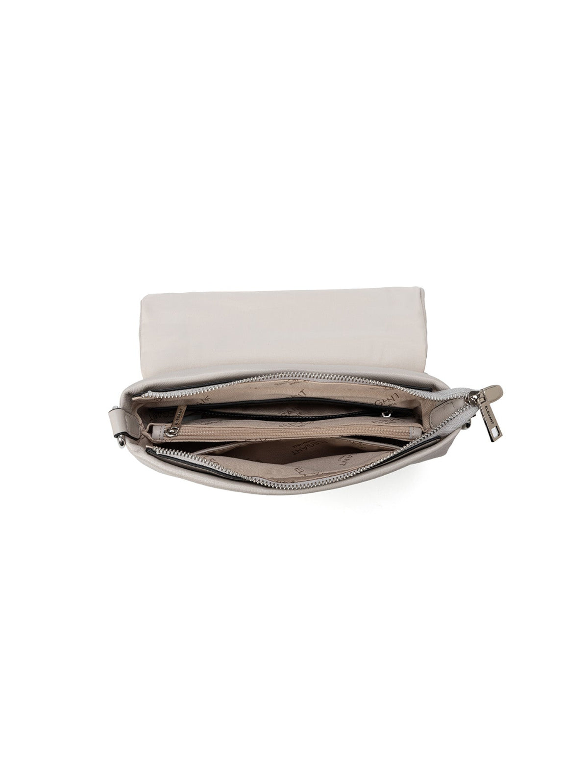 COURTNEY LEATHER CROSS BODY BAG W/ CHAIN HANDLE DETAIL - BEIGE