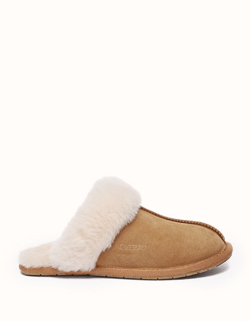 Image of Slippers. Product name - EVERAU® Rosa Slipper Suede in Chestnut colour by brand - Everau