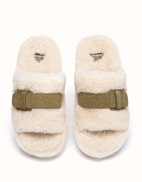 EVERAU® Croft Nylon Slippers (Beige/ Military Green)
