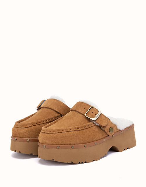 EVERAU® Merova Stud Slippers (Chestnut)