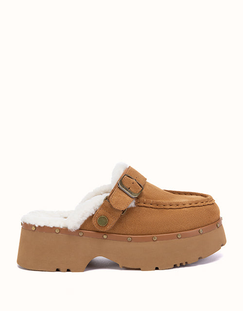 Image of Slippers. Product name - EVERAU® Merova Stud Slippers in Chestnut colour by brand - Everau