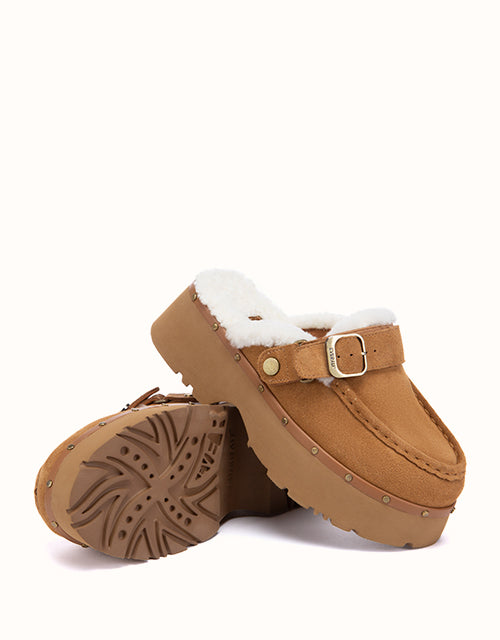 EVERAU® Merova Stud Slippers (Chestnut)
