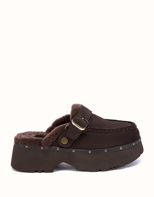 Image of Slippers. Product name - EVERAU® Merova Stud Slippers in Chocolate colour by brand - Everau