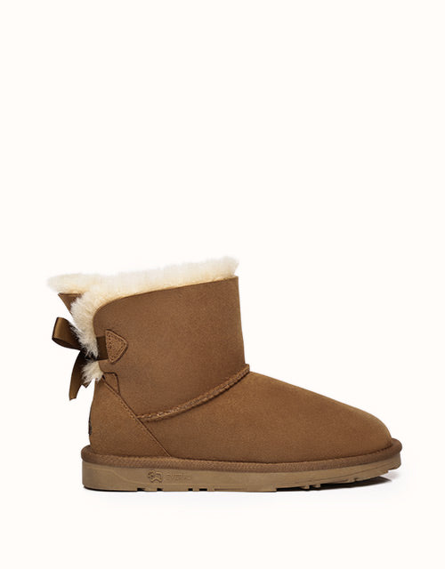 Image of Boots. Product name - EVERAU® Mini Back Bow Boots in Chestnut colour by brand - Everau