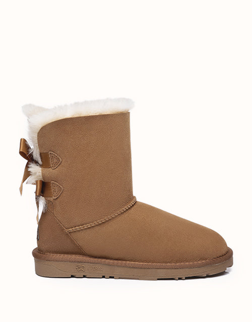 Image of Boots. Product name - EVERAU® Short Back Bow Boots in Chestnut colour by brand - Everau