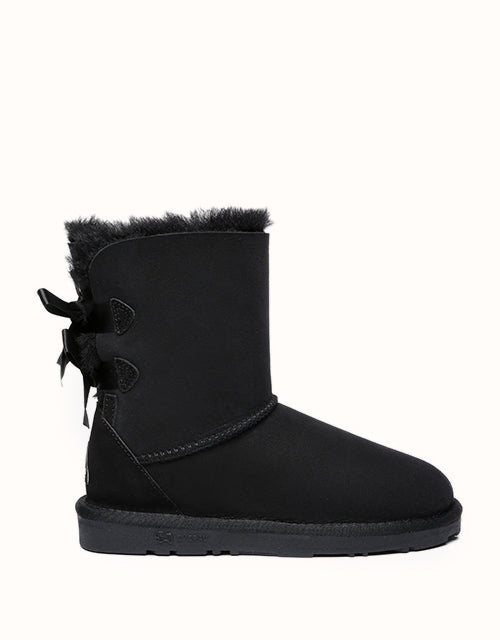 Image of Boots. Product name - EVERAU® Short Back Bow Boots in Black colour by brand - Everau