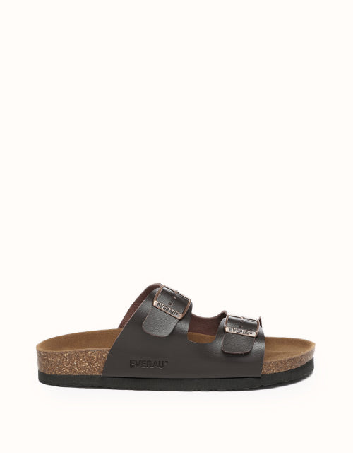 Image of Sandals. Product name - EVERAU® Mick Sandal Slides in Dark Brown colour by brand - Everau