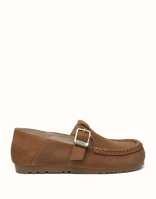 Image of Flats. Product name - EVERAU® Maria Loafers in Chestnut colour by brand - Everau