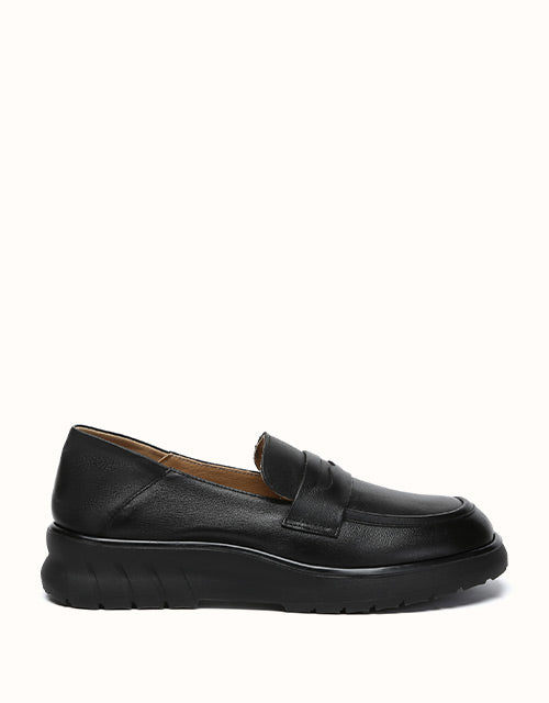 Image of Flats. Product name - EVERAU® Pansy Loafers in Black colour by brand - Everau