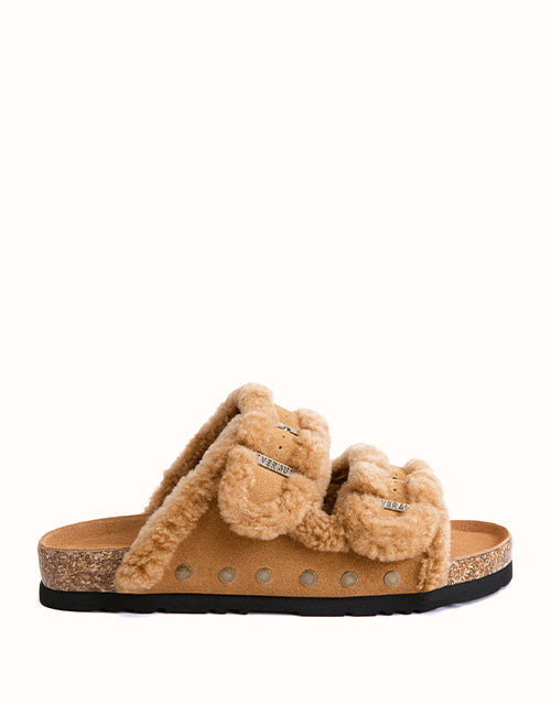 Image of Slippers. Product name - EVERAU® Rovelle Stud Slippers in Chestnut colour by brand - Everau
