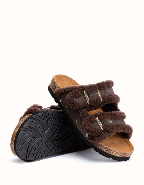 EVERAU® Rovelle Stud Slippers (Chestnut)