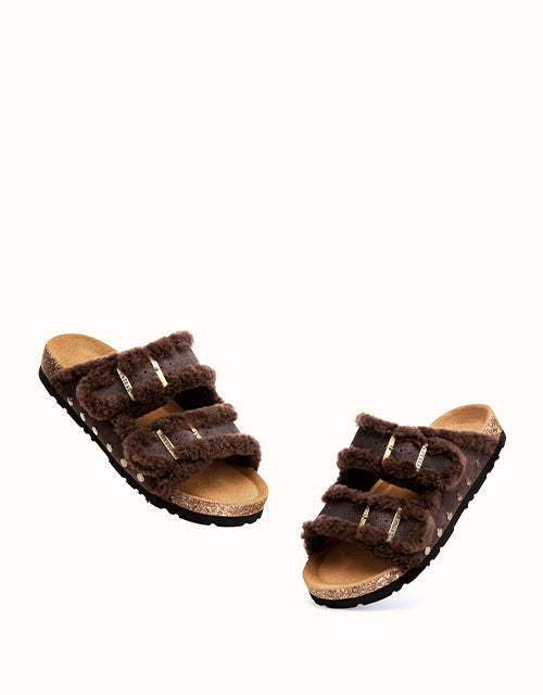 EVERAU® Rovelle Stud Slippers (Chestnut)