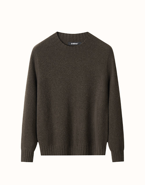 Image of a model wearing Outerwear. Product name - EVERAU® Moola Sweater in Chocolate colour by brand - Everau