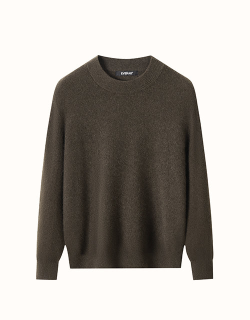 Image of a model wearing Outerwear. Product name - EVERAU® Toora Sweater in Khaki colour by brand - Everau