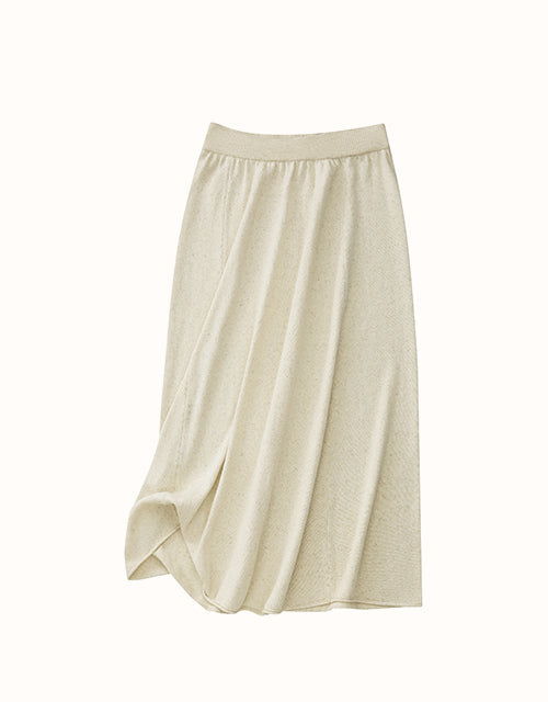 Image of a model wearing Skirts. Product name - EVERAU® Marlen Skirt in Flax colour by brand - Everau