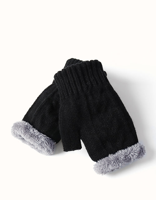 Image of Gloves & Mittens. Product name - EVERAU® Fingerless Ultra Plush Knit Gloves in Black colour by brand - Everau