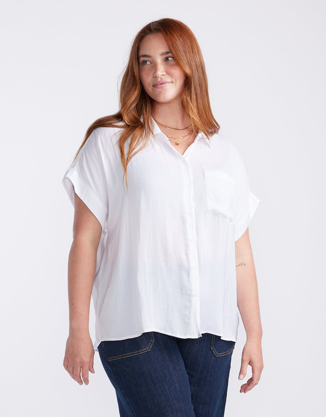 White & Co. Effortless Drape Shirt (White)
