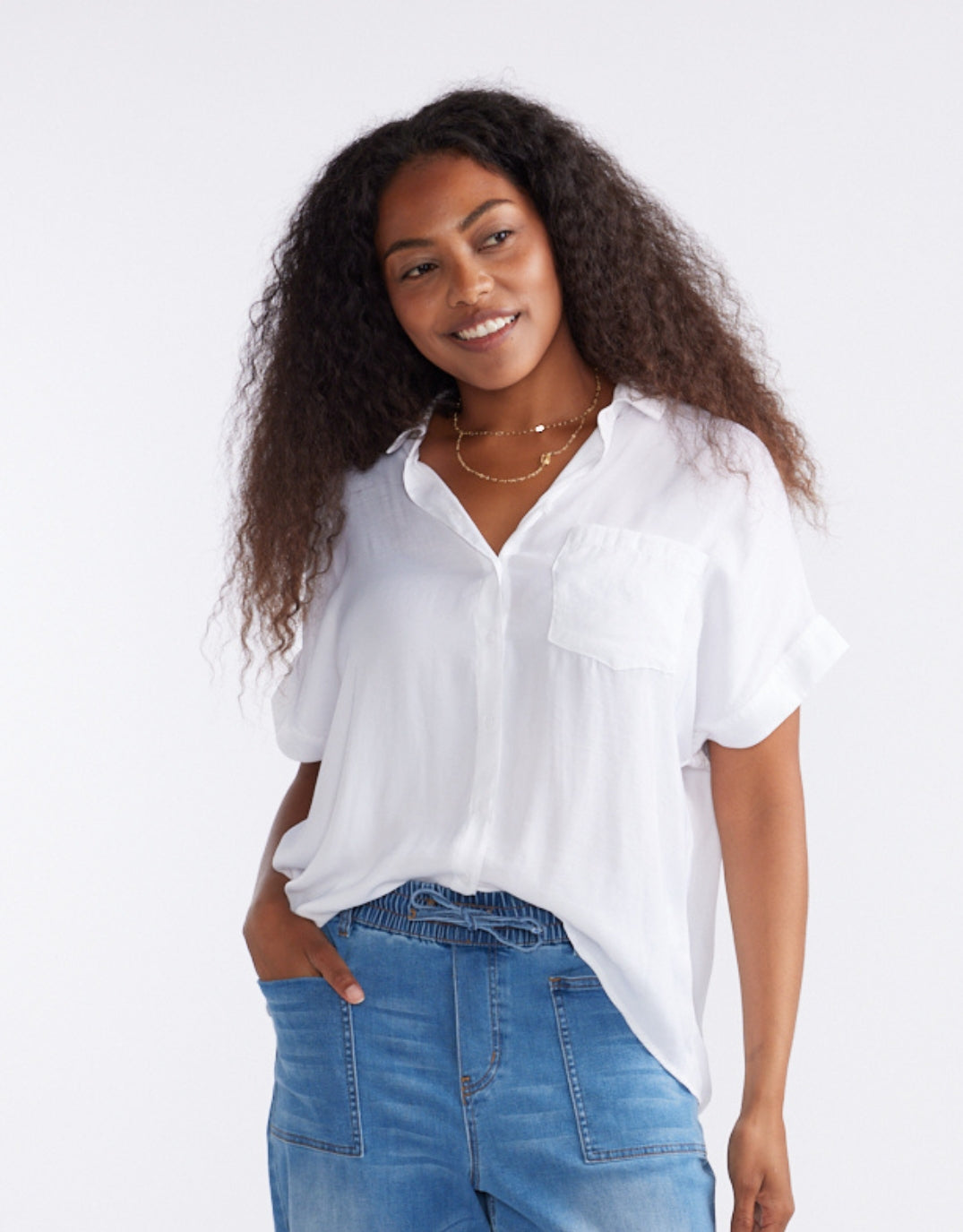 White & Co. Effortless Drape Shirt (White)
