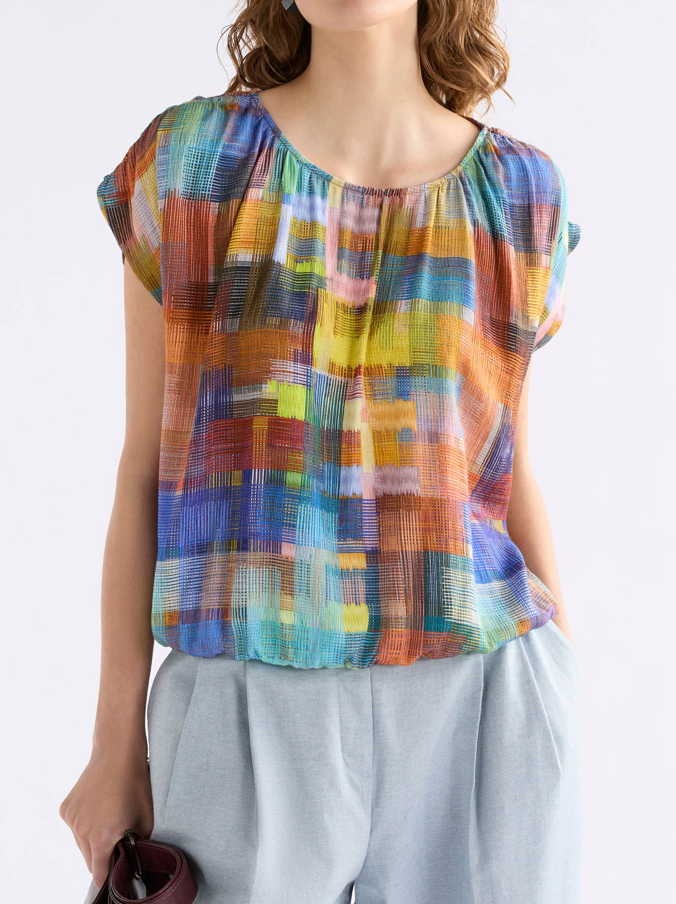 Image of a model wearing Tops. Productname: ELK NIDRA TOP in Print colour by brand - Elk