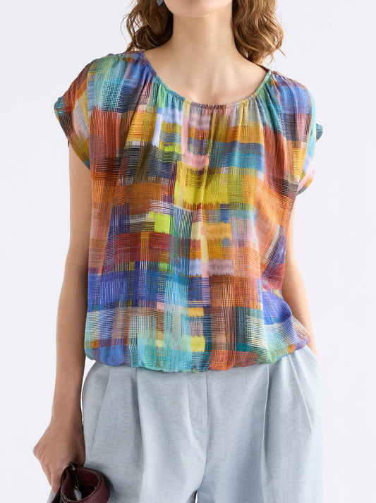 Image of a model wearing Tops. Productname: ELK NIDRA TOP in Print colour by brand - Elk