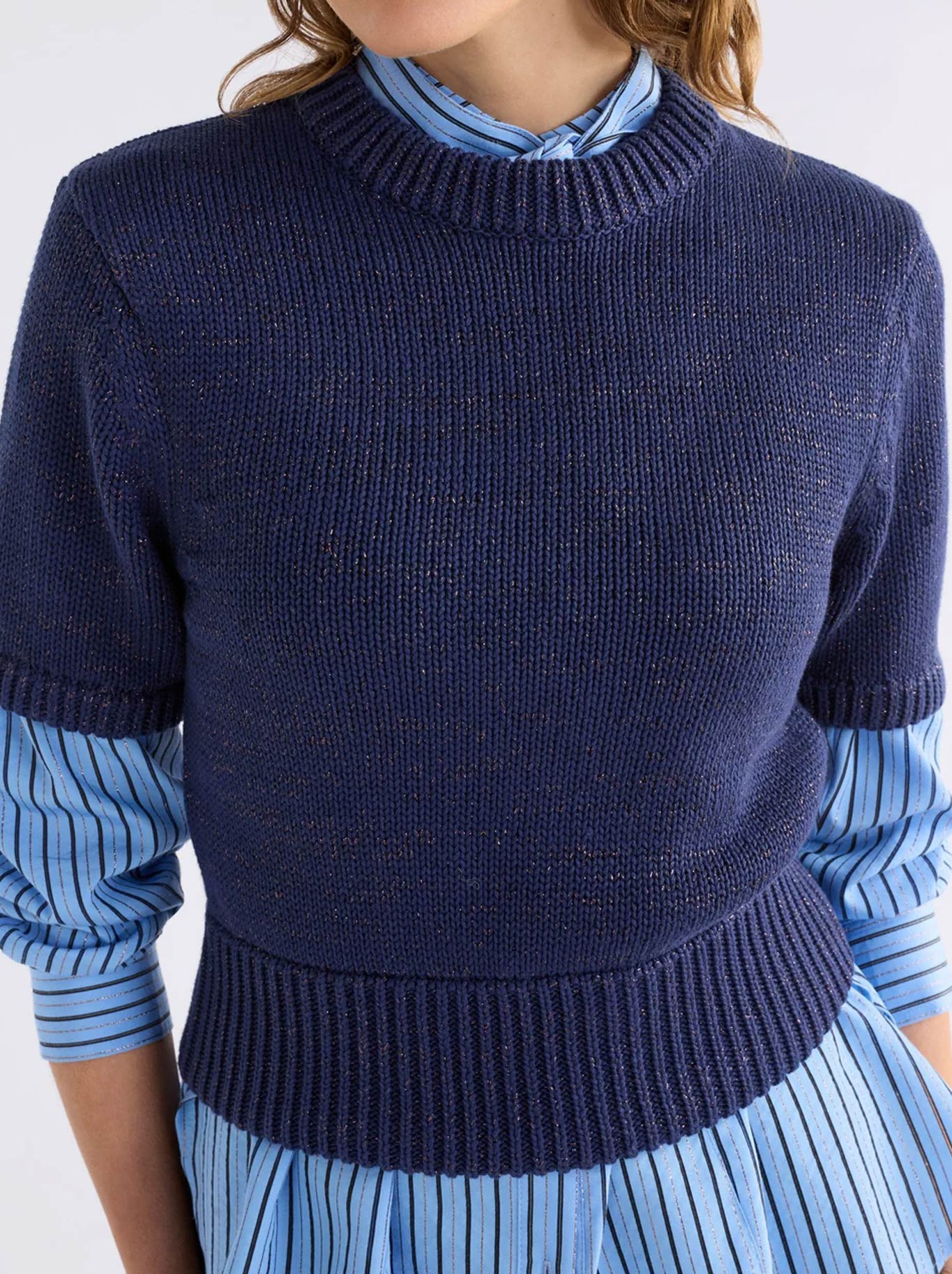 ELK LUFT LUREX KNIT TOP (Navy Copper)