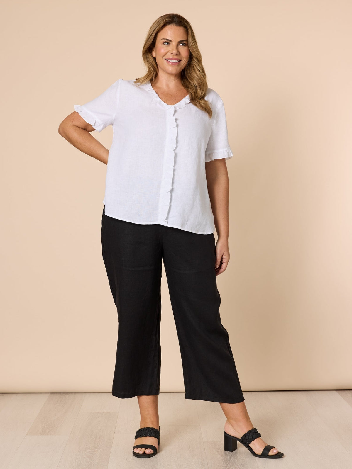 Gordon Smith Lara Wide Leg Linen Pant (Black)