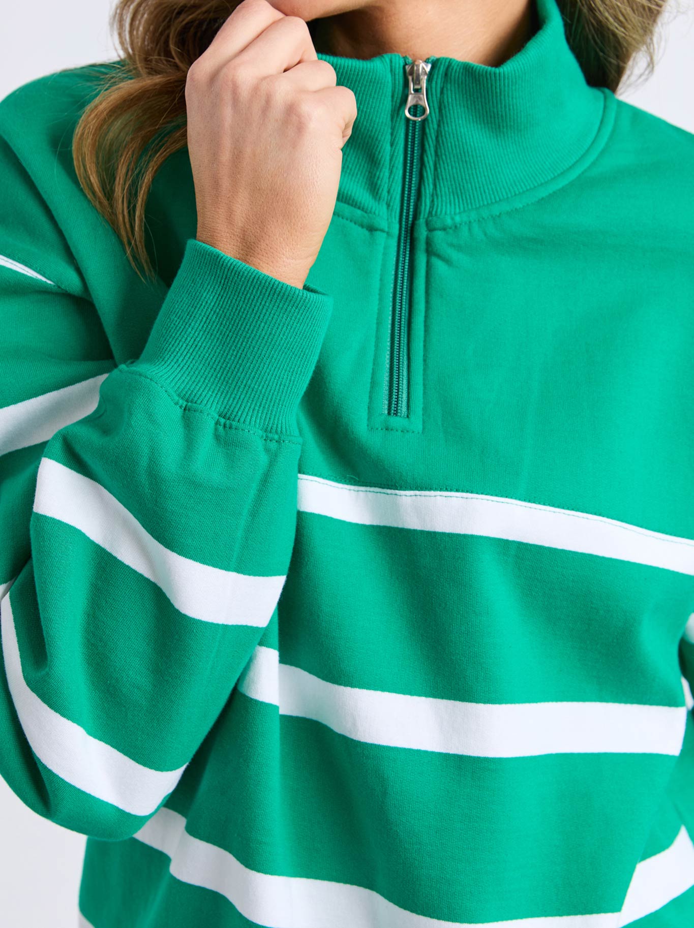 ELM LANE ZIP CREW (Green White)