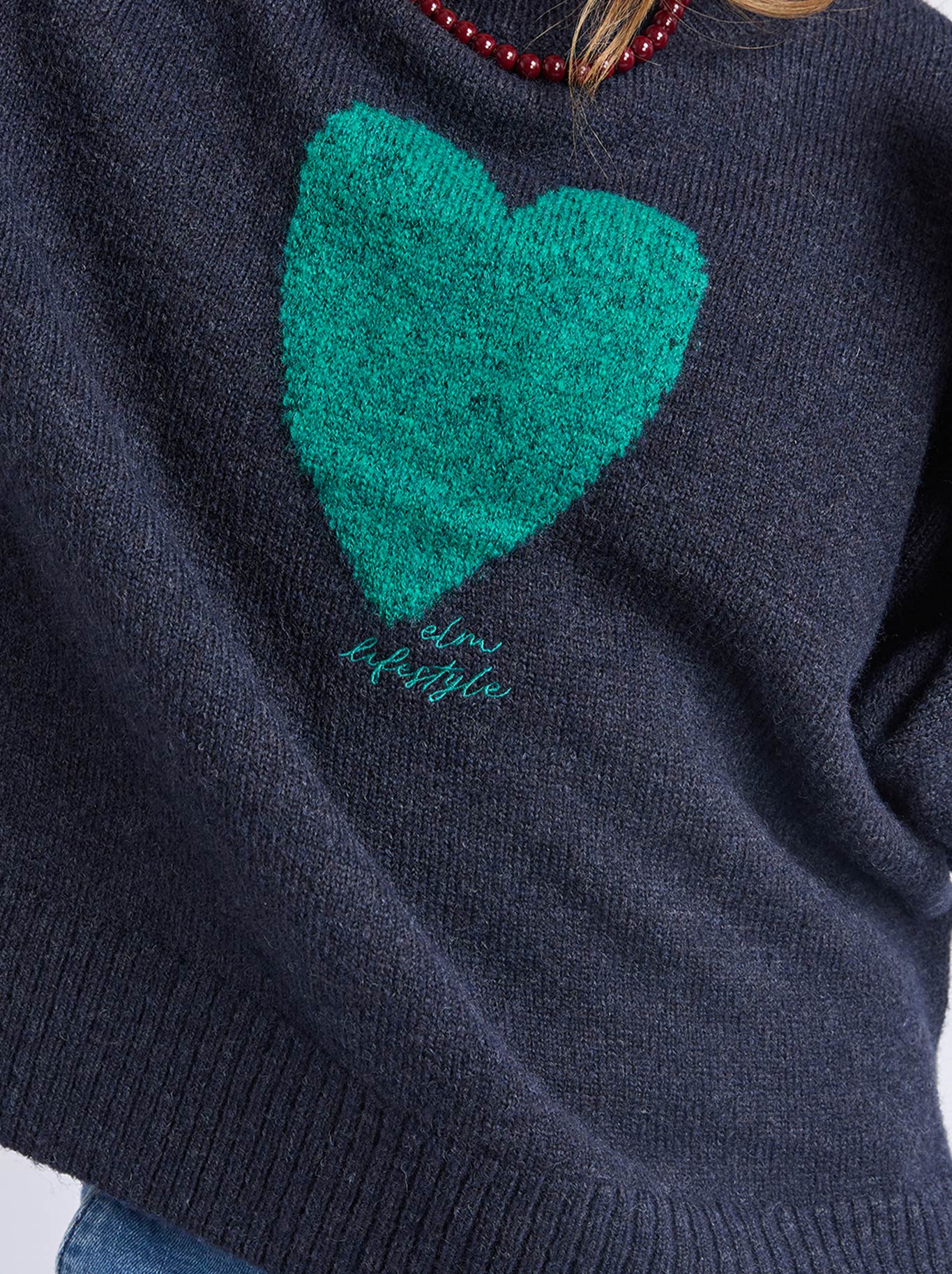 Elm Intersia Heart Knit (Navy A)