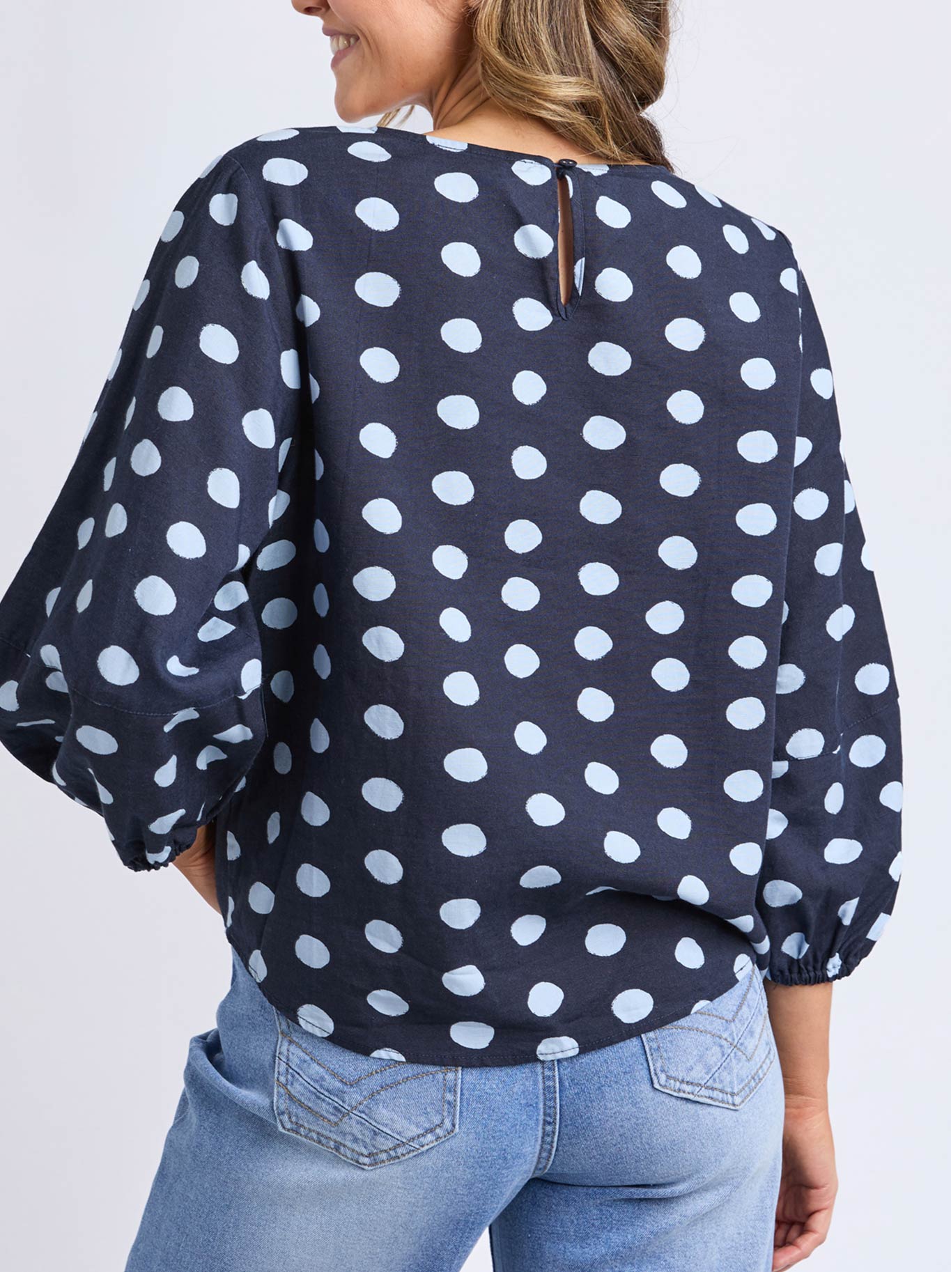 ELM DOTTY TOP (Navy)