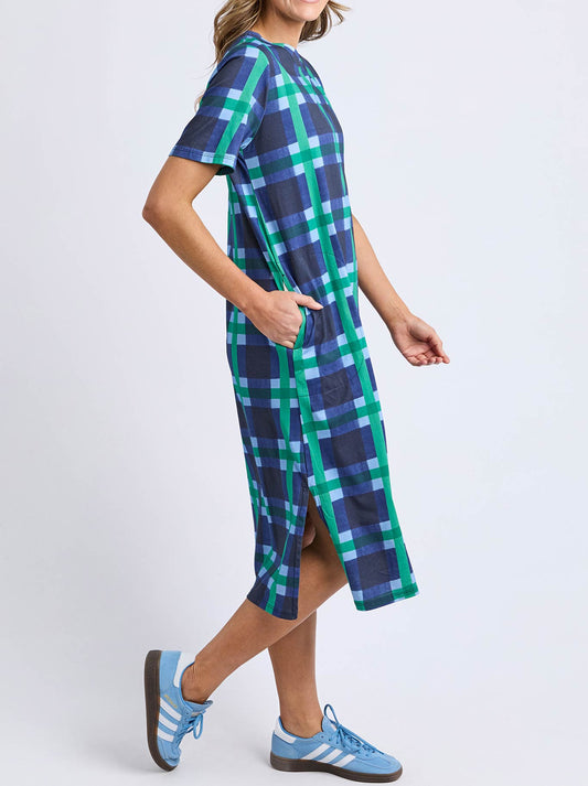 ELM BARI TEE DRESS (Blue Check)