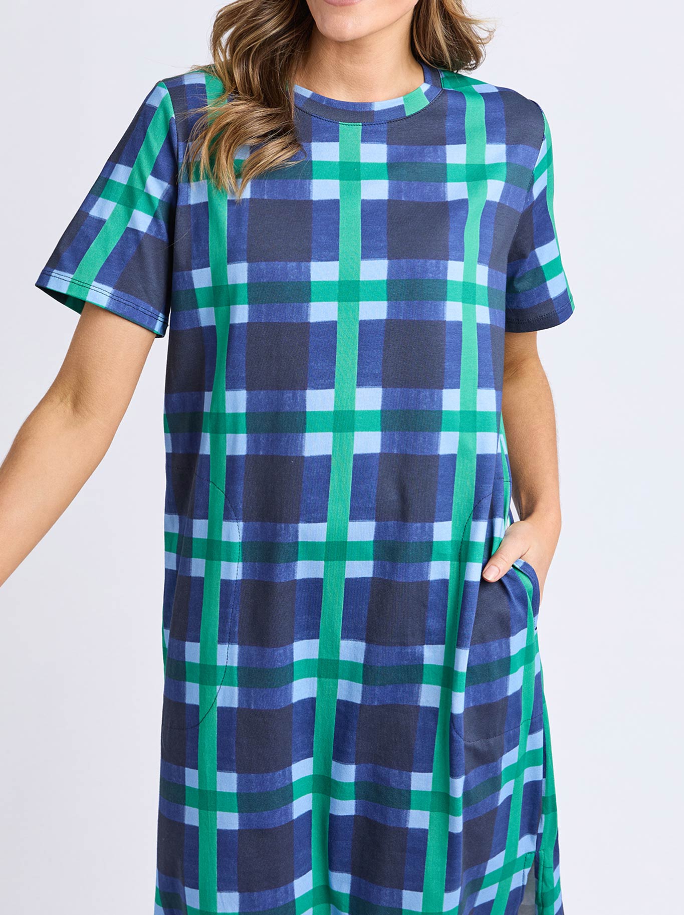 ELM BARI TEE DRESS (Blue Check)